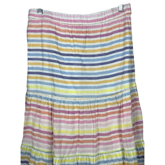 Banjanan Agatha Maxi Skirt Small White Candy Stripe‎ Boho Tiered Resort Wear - Picture 10 of 15